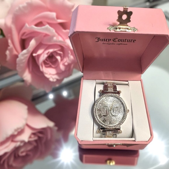 Juicy Couture Los Angeles NWT Amazing Juicy Bling Silver & Gold Tone Link Watch - Picture 8 of 8